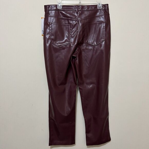 Joie Women’s Vegan Leather Straight Leg Pants Size 12 Maroon Red 90s Y2K NWT - Picture 4 of 9